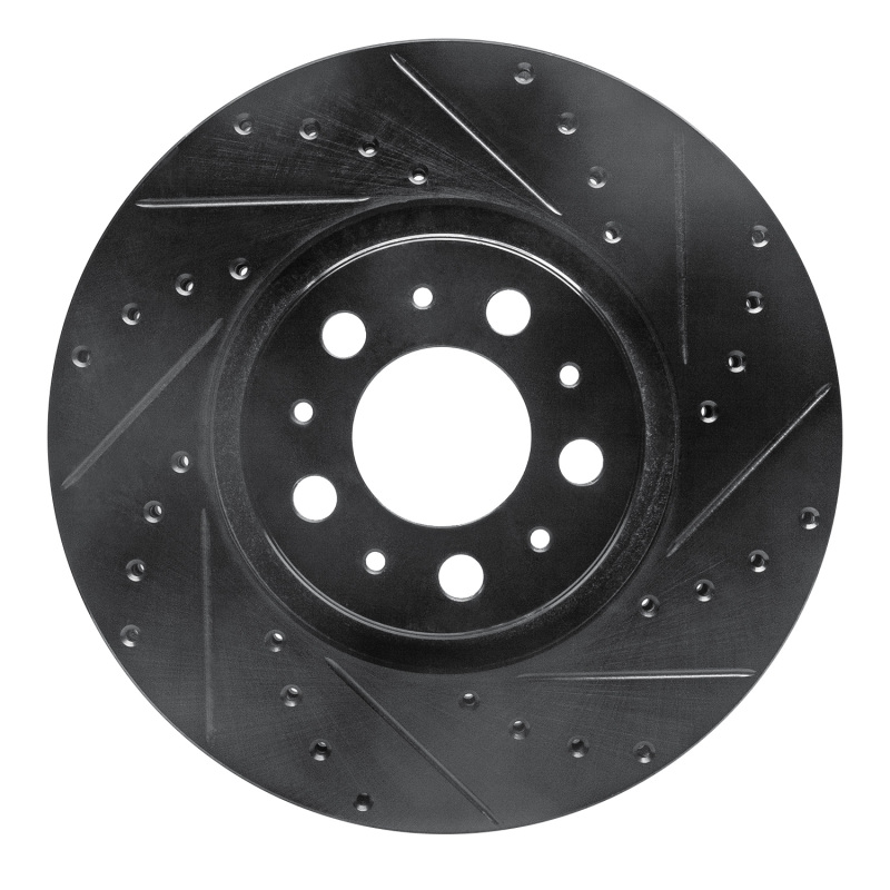 Volvo XC90 Brake Rotor (1) - Front Right - R1 Concepts - Drilled & Slotted - Black - `03-`09